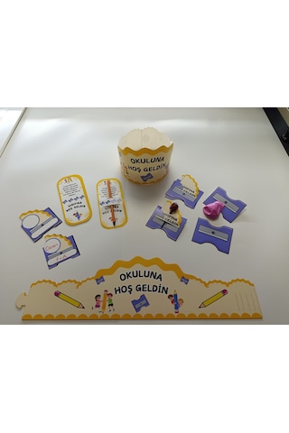 Okuluna / Sınıfına Hoş Geldin Öğrenci Tacı Ve Hediye Kartı Seti 5 Parça 8'li 04 7