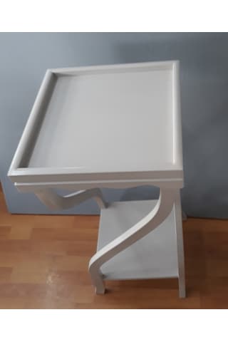 Fiskos Çiçeklik 4ayak Model Parlak Ihlamur Ağacı Ayak Parlak Beyaz Mdf Tabla El Yapım