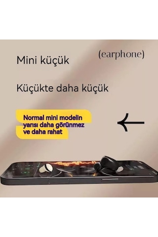 Lıcorıce Görünmez Bluetooth Kablosuz Kulaklık Mini Ultra Küçük Minyatür Ağrısız Kulak İçi Kulaklık Sarı