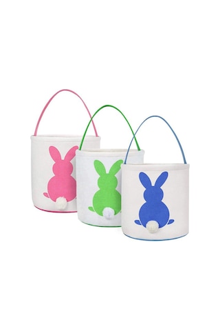 Sevimli Bunny Tail Paskalya Alışveriş Sepetleri - 3pcs Çocuk Oyuncak Hediyesi Taşıma Çantaları