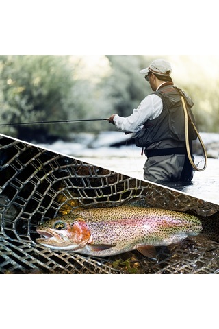 Yuntech01 Spw003 Mini Akarsu Balık Avı Ağı - Ahşap + Silikon/polyester Malzeme, 3 Farklı Boyut Seçeneği A/b/c