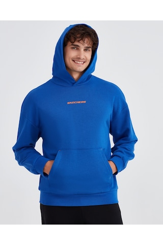 Skechers M Essential Hoodie Sweatshirt Erkek Mavi Sweatshirt S232438-403 Mavi