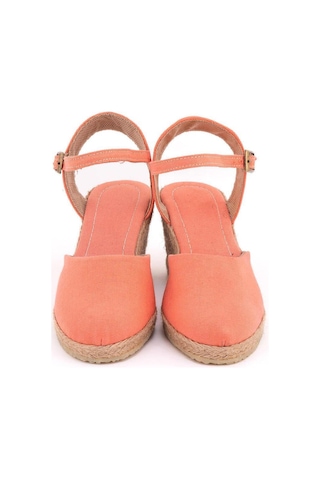 Star Tombis Gerçek Elişi Topuğu Açık Bilekten Bantlı Dolgu Topuk Keten Hasır Espadril Handmade Nar Çiçeği Narçiçeği