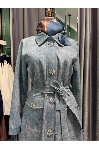 Selinada Taşlı Kot Ceket - Açık Mavi - 40 Açık Mavi