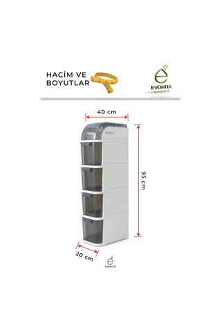 Pro Slim 4 Katlı Çekmeceli Organizer Dolap Çekmeceli Erzak Dolabı Mutfak Banyo Kiler Düzenleyici Renkli