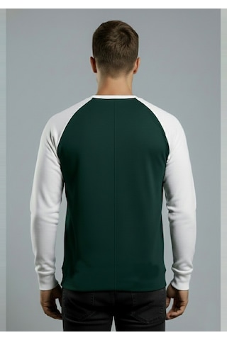 Deepsea Erkek Yeşil Fitilli Şardonlu Sweatshirt - Pamuklu, Likralı, Rahat Kalıp Sweatshirt 2601510 Yeşil