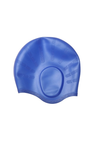 Dm Yetişkinler İçin Uzun Saçlı Suya Dayanıklı Silikon Yüzme Bonesi Mavi Kulak Koruma Mavi
