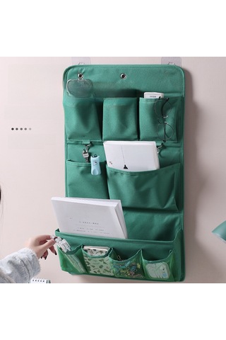 Springsun Duvar Monteli Kumaş Depolama Çantası - Yatak Başı, Kapı Arkasında Telefon Ve Küçük Eşyalar İçin 2 Katlı Siyah Organizatör Dormitory & Ev