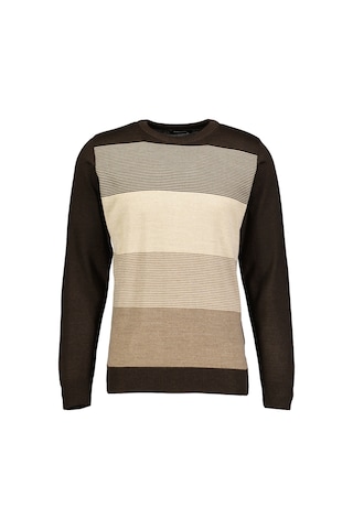 Finesuits Erkek Desenli Yünlü Kazak 2422201023.dsoyr Kahve Kahverengi