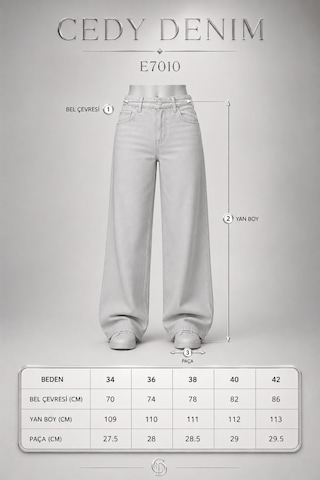Cedy Denim Cedy Denım Açık Mavi Yüksek Bel Baggy Jean Pantolon E7010