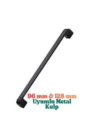Radius Siyah Metal Mobilya Kulpu 128 Mm / 12,8 Cm Uyumlu Modern Mutfak Dolabı Çekmece Kulbu 9,6 12,8 Siyah Siyah
