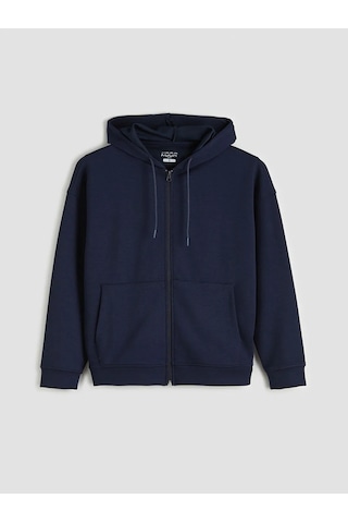 Lc Waikiki Lacivert Kapüşonlu Soft Touch Kadın Fermuarlı Sweatshirt