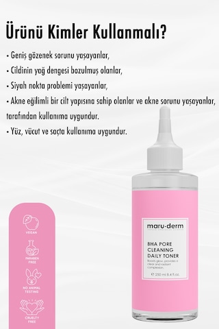 Maruderm BHA Tonik Gözenek Sıkılaştırıcı Siyah Nokta Karşıtı 250 ML
