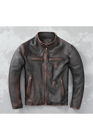 Eskitme Silme Mont Hakiki Deri Siyah - Kahverengi