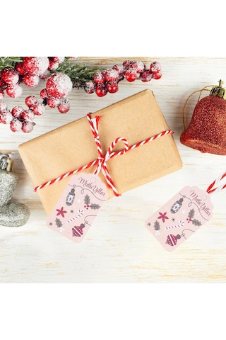 Yılbaşı Mutlu Yıllar Yazılı Hediye Etiketi, Yeniyıl Kokina Temalı