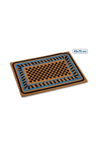 Coco Cc017a Geometrik Desenli Kalın Kaymaz Taban Nem Alıcı Şık Tasarım Kapı Önü Paspası 45x75 Cm Bej