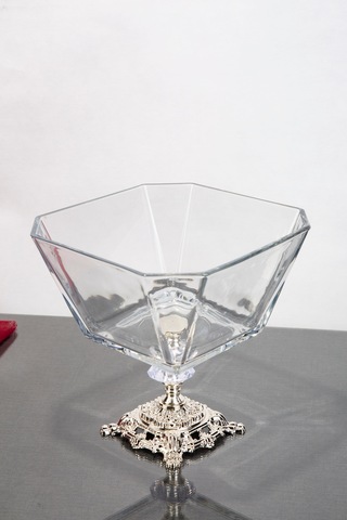 Argkristal Krn Gümüş Salata Kasesi Metal Ayaklı 19x19x19 Gümüş