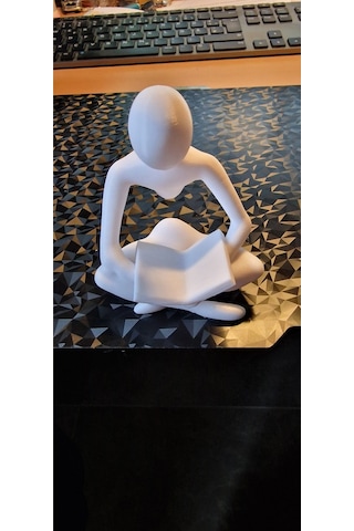 İskandinav Tarzı Kitap Okuyan Biblo Heykel 3d Dekoratif Figür Beyaz 2 Adet