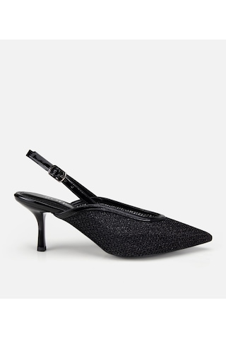 Hotiç Kadın Siyah File Detaylı Kısa Topuklu Stiletto 01ayh320800a100 01ayh320800a100