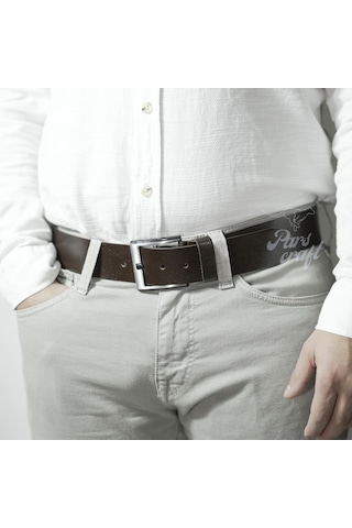 Hakiki Manda Derisi Erkek Kemer 4,5cm Kahverengi Kot Kemeri Kahverengi