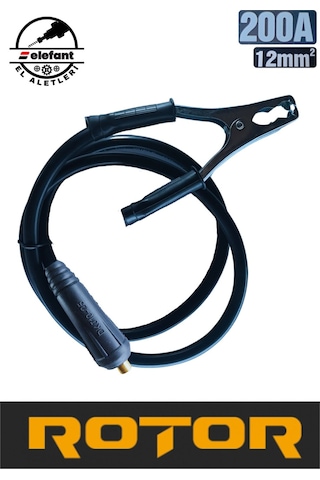 Kablolu Topraklama Kaynak Kelepçesi, Kablo Takım: 12mm2, 200a, 130 Cm