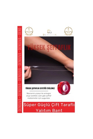Premium Ekstra Güçlü Çok Amaçlı Çift Taraflı Tamir Cam Dış Mekan Montaj 2mt Silikon Şeffaf Bant