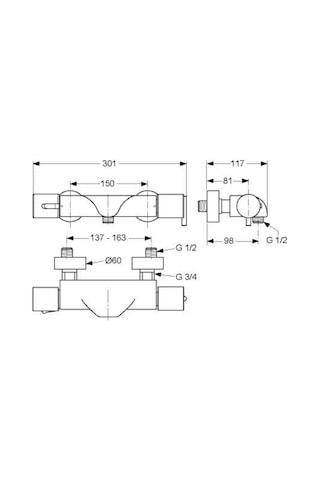 Ideal Standard Jado Glance Termostatik Duş Bataryası - A5329aa- Krom