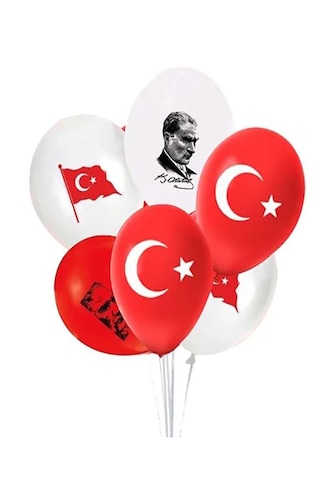 24lü Bayrak Balon Türk Bayraklı Ve Atatürk Baskılı Balon 23 Nisan