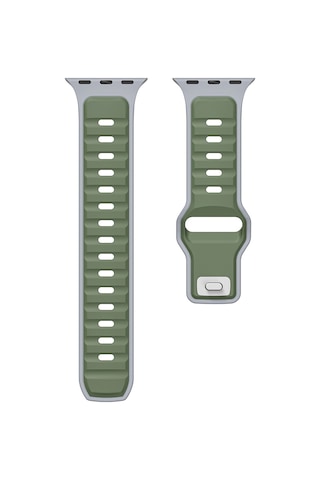 Kilifone - Xiaomi Amazfit Pace 22mm Uyumlu - Kordon Silikon Kordon Strap Kayış - Krd-135 - Koyu Yeşil-siyah - T36087