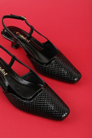 Gondol Kadın Hakiki Deri İnce Stiletto Topuklu Ayakkabı Brgl.6136 Siyah Rugan