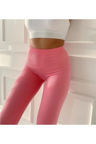 Noa & Noa Noa Noa Butik Dinamik Kadın Pembe Toparlayıcı Dikişsiz Fitilli Taytpembem/L Pembe
