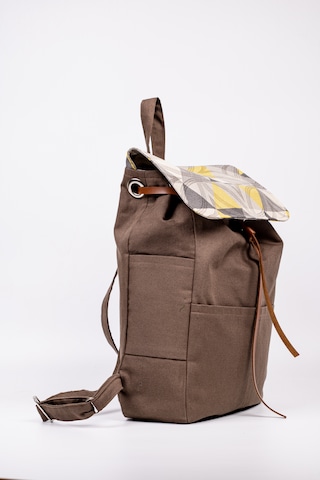 Fabric Craft Bag Sırt Çantası Duck Kumaş Kapaklı 38x40 Cm Kahverengi
