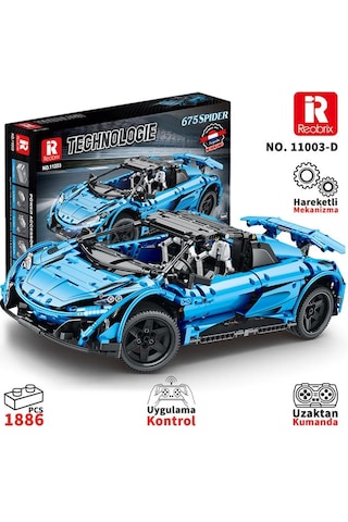 Reobrix Technic 11003-d 1/10 Mclaren 675lt Spider Araba Kumanda&motorlu Yaratıcı Yapı Blok Seti Building Blocks - 1886 Parça