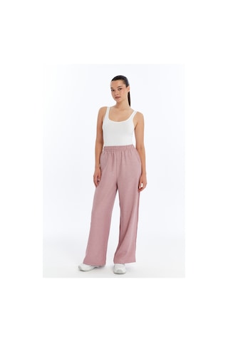Genius Store Kadın Pantolon Keten Karışımlı Beli Lastikli Kırışmaz Kumaş Pantolon Keten-pantolon Çok Renkli