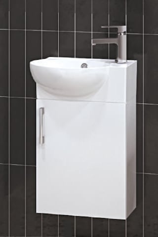 Turkuaz Seramik Cerastyle Küçük Mini Köşe Lavabo 28 x 45 CM Ve Banyo Dolabı