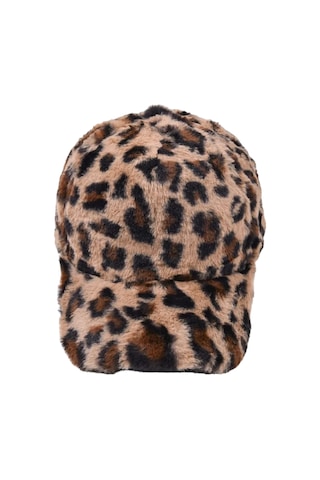 Mood Agenda Kadın Leopar Desenli Peluş Kep Şapka Camel
