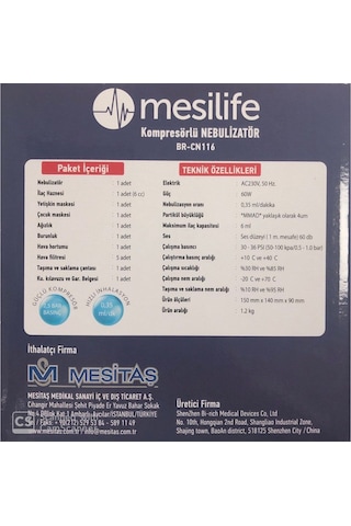 Mesilife BR-CN116 Kompresörlü Nebulizatör