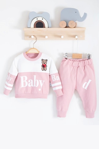 Babydonat Baby Desenli 2'li % 100 Pamuk Kız Bebek Takımı Pembe