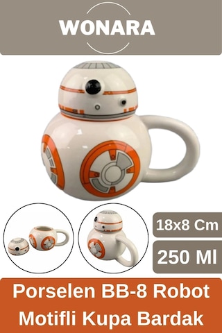 Özel Tasarım Sevgili Arkadaş Şık Ve Dekoratif Hediyelik Porselen Bb-8 Robot Motifli Kupa Bardak Diğer