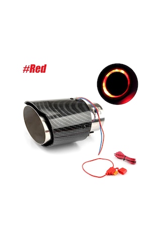 Boatshop1 Karbon Fiber Egzoz Ucu Kırmızı Mavi Led Işık Paslanmaz Çelik Egzoz Boru Ucu Modifikasyon Luminous Boru