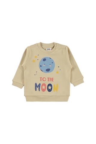 Civil Baby To The Moon Baskılı 6-18 Ay Sweatshirt - Kahverengi Sütlü Kahve