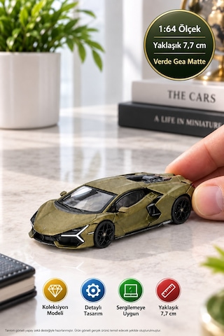 Mini Gt 1/64 Lamborghini Revuelto Verde Gea Matte Diecast Koleksiyon Model