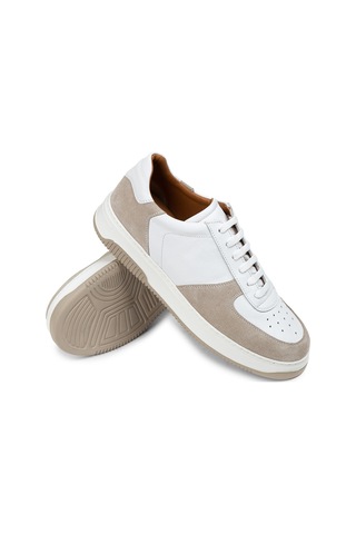 Deery Hakiki Deri Bej Erkek Sneaker Ayakkabı - 01965Mbeje01 Bej