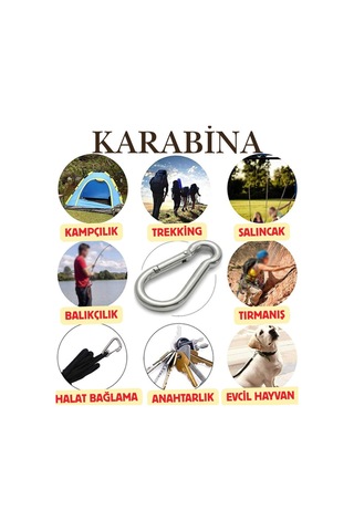 6 Mm Karabina Paslanmaz Çelik Karabina Kamp Ekipmanı Tırmanma Dağcılık Salıncak Hamak Askı Kilidi Gümüş Gümüş