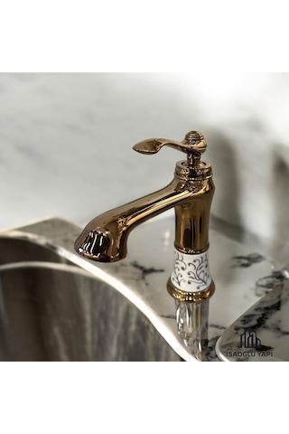 İsaoğlu Yapı Bronz Lavabo Bataryası Bakır Vintage Armatür Country Klasik Armatür Bakır