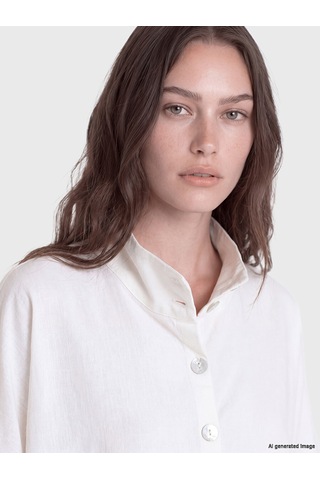 Lcw Modest Ekru Dik Yaka %100 Pamuklu Bluz