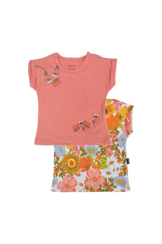Bebelop Çiçek Baskılı Bisiklet Yaka T-shirt 2'li Set 001