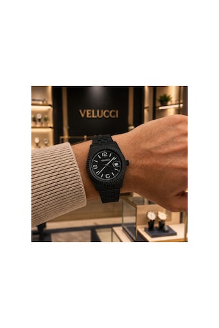 Velucci Panter Polikarbon Kordon Unisex Kol Saati Siyah Kadran Takvimli Analog