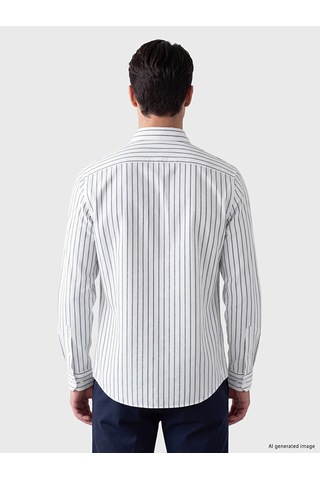 Lcw Busıness Lacivert Slim Fit Çizgili Erkek Gömlek