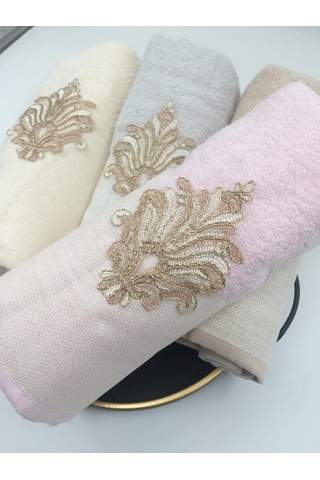 Finezza Nadide Pamuk Krem&Bej&Pudra&Gri Havlu Seti 50x90 Cm Dörtl Pudra Gri